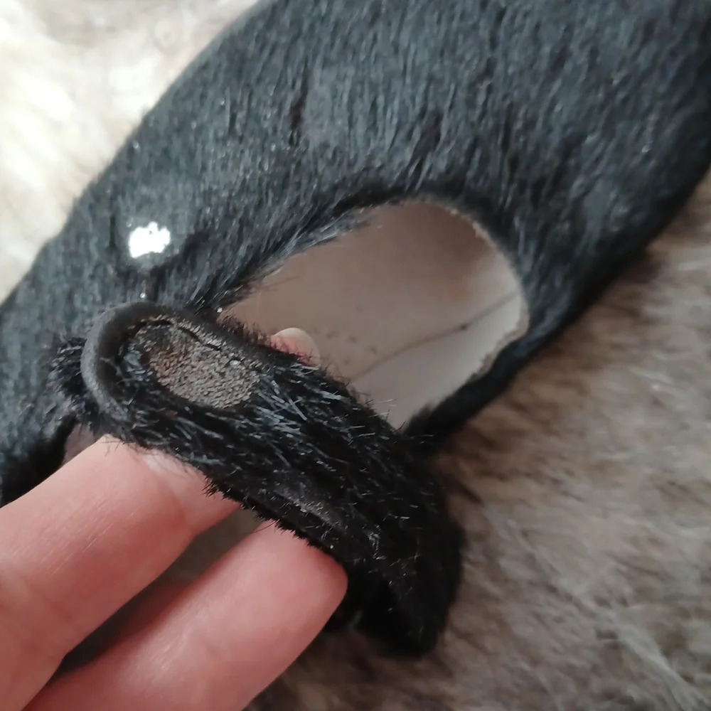 Kids real fur dress shoes